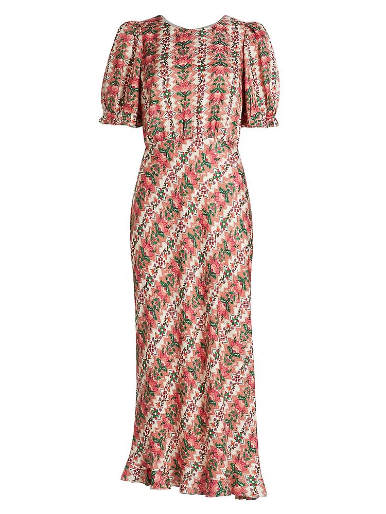 Vida Printed Silk Midi-Dress