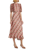 Vida Printed Silk Midi-Dress