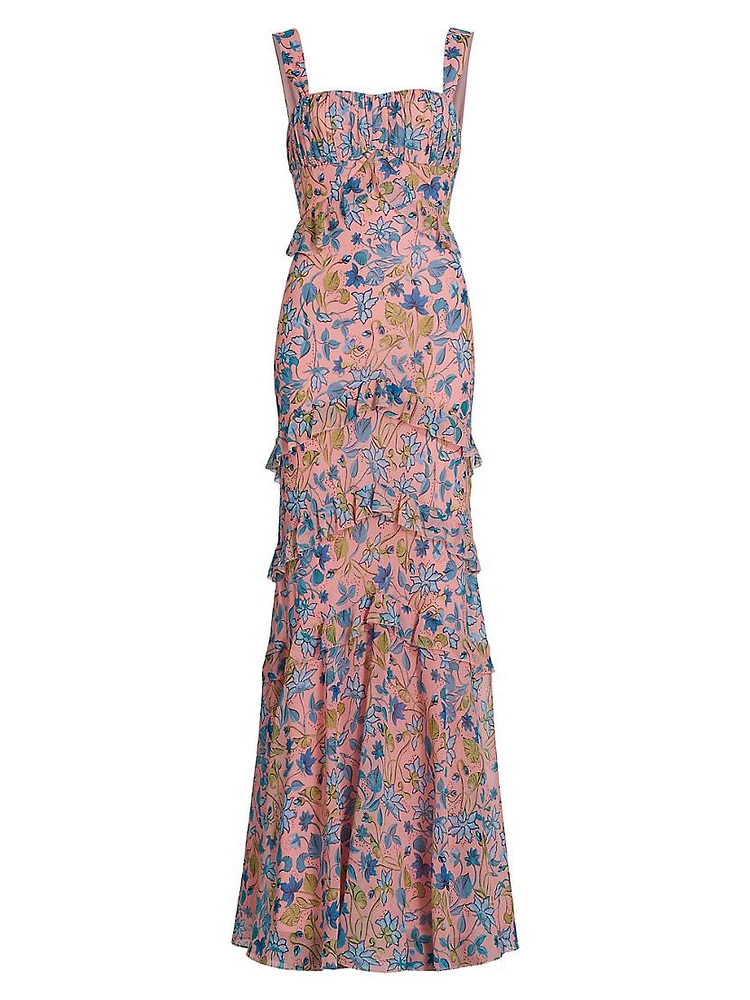 Chandra Floral Silk Maxi Dress