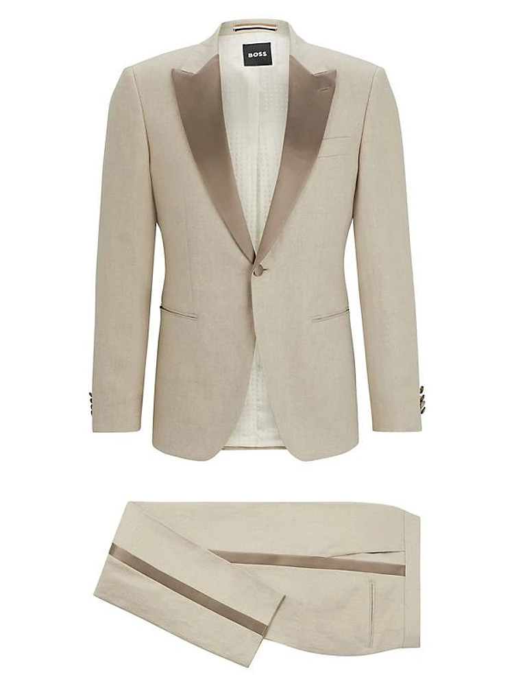 Slim-Fit Tuxedo in Micro-Patterned Linen