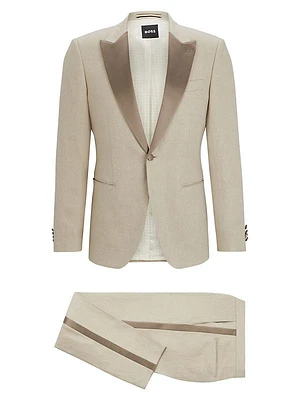 Slim-Fit Tuxedo in Micro-Patterned Linen