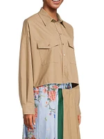 Decano Solid & Floral Cropped Workwear Shirt