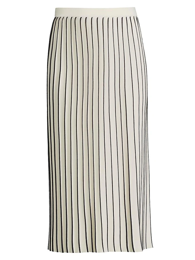 Finanza Pleated Striped Knit Skirt