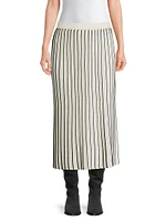 Finanza Pleated Striped Knit Skirt