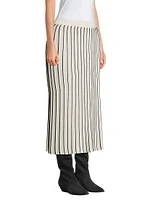 Finanza Pleated Striped Knit Skirt