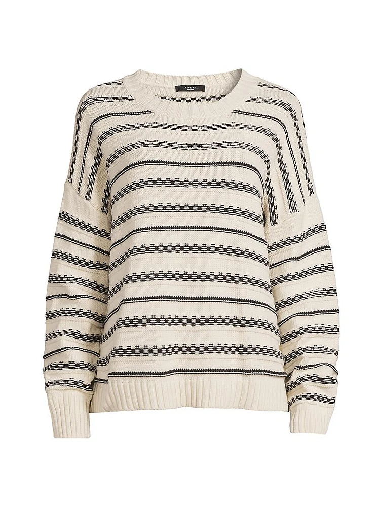 Foster Cotton-Blend Checkered Stripe Sweater