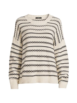 Foster Cotton-Blend Checkered Stripe Sweater