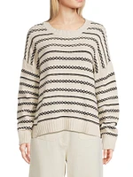 Foster Cotton-Blend Checkered Stripe Sweater