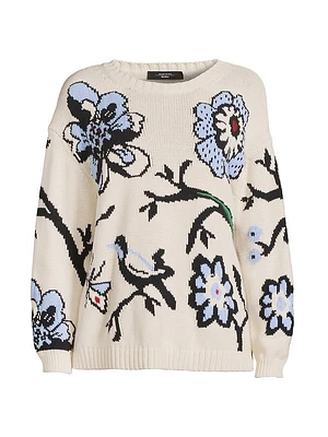 Dolmen Floral Intarsia Sweater