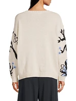 Dolmen Floral Intarsia Sweater