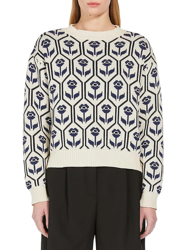 Odeon Floral Stretch Cotton Sweater