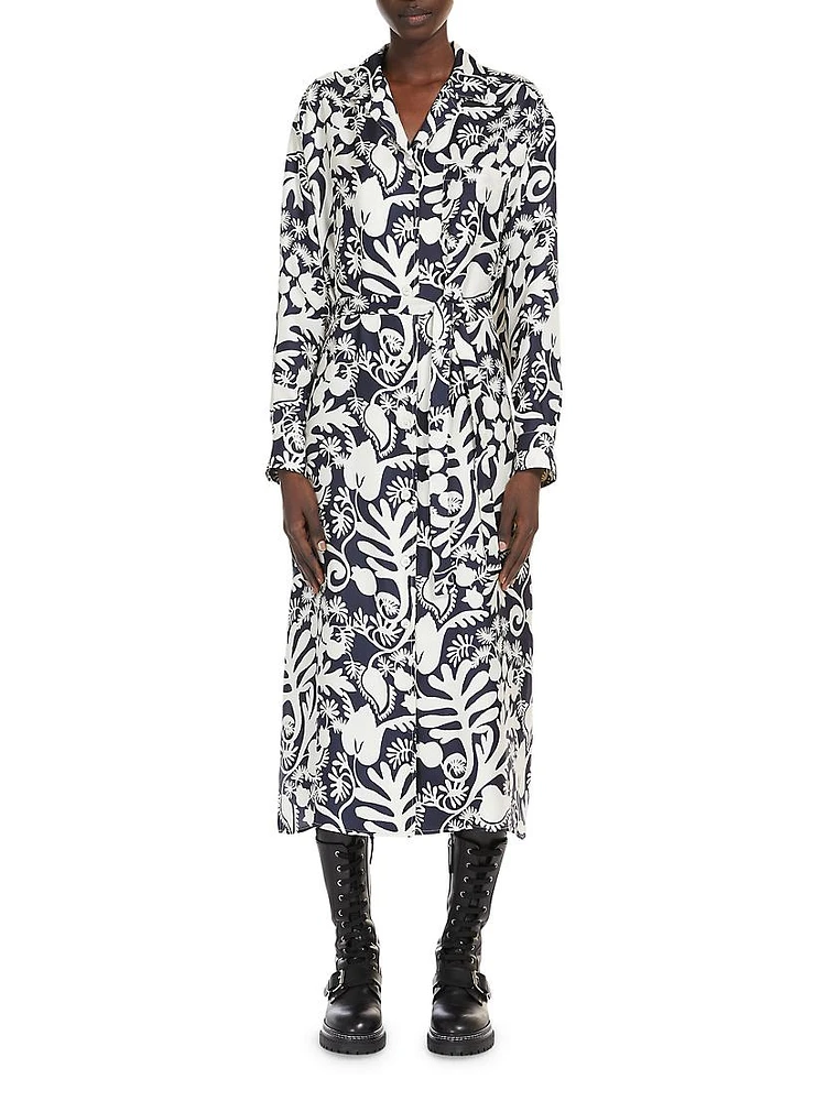 Gaia Graphic Silk Shirtdress