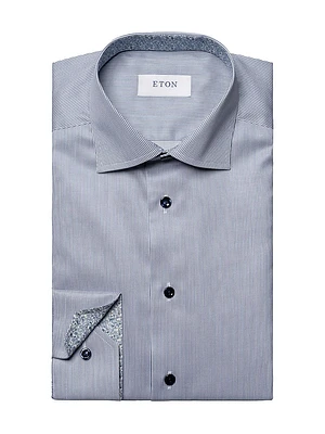 Slim Fit Striped Shirt With Floral Details