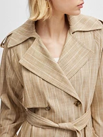 Double-Breasted Trench Coat Pinstripe Material