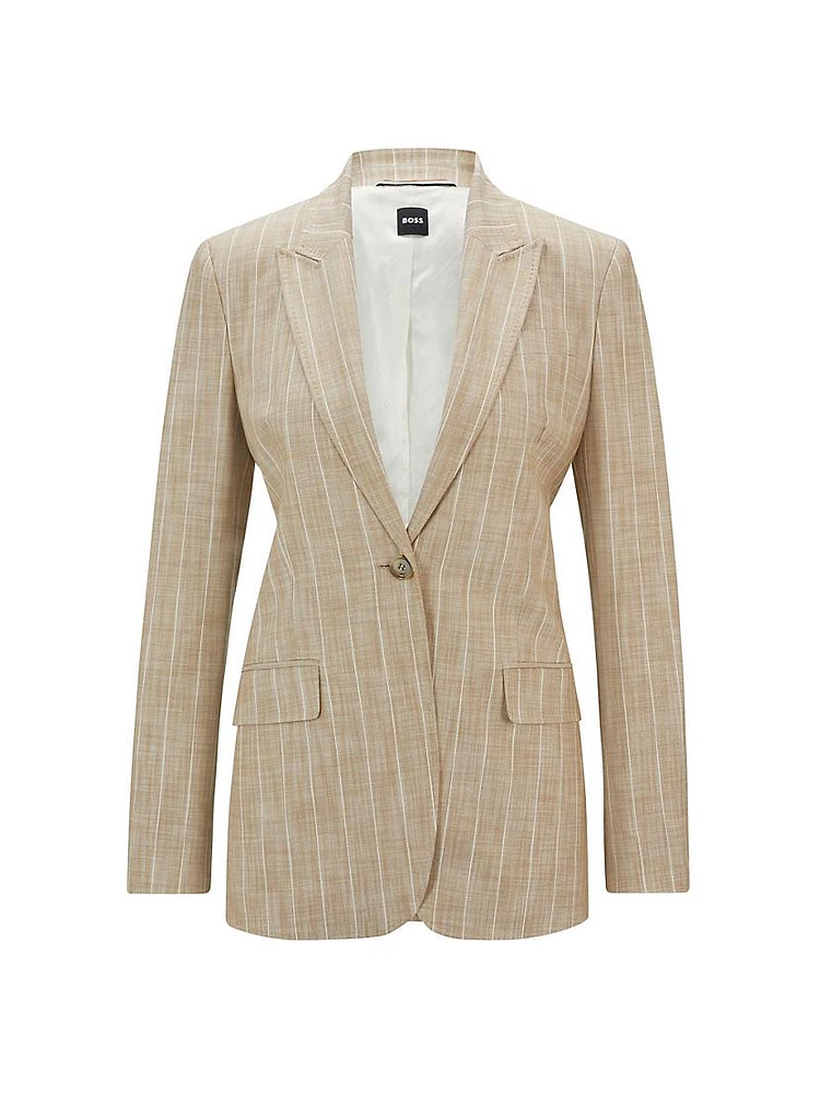 Regular-Fit Jacket Pinstripe Material with Signature Lining