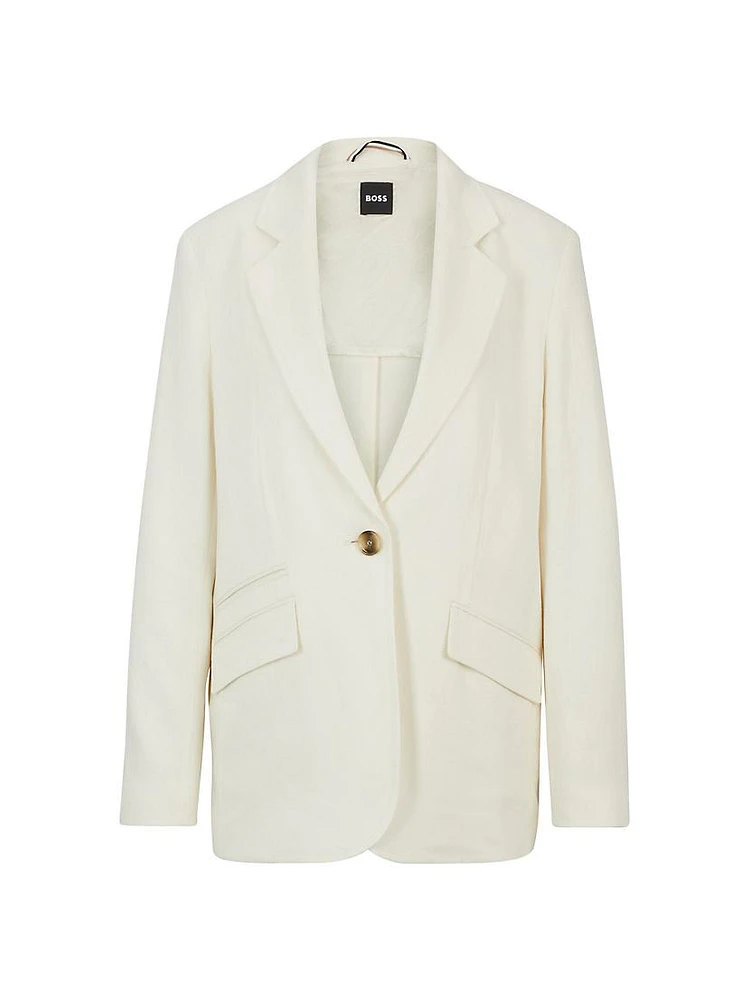 Relaxed-Fit Jacket Linen-Blend Twill