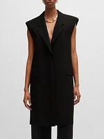 Sleeveless Jacket with Concealed Closure and Signature Lining