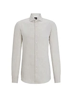 Slim-Fit Shirt Linen with Spread Collar