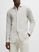 Slim-Fit Shirt Linen with Spread Collar