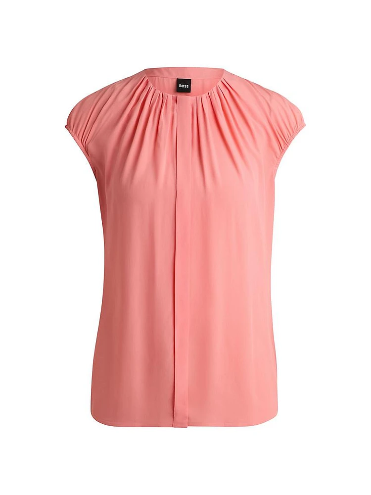 Regular-Fit Cap-Sleeved Blouse