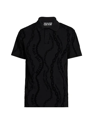 Chain-Link Logo Cotton Polo Shirt