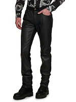 Faux Leather Five-Pocket Pants