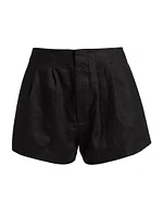 Larue Pleated Linen Shorts