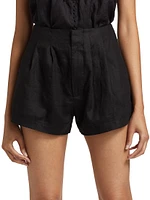 Larue Pleated Linen Shorts