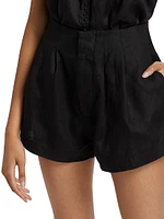 Larue Pleated Linen Shorts