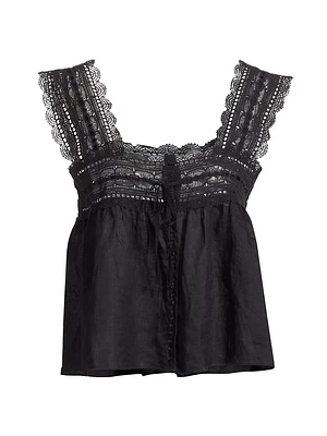 Vera Lace-Trimmed Sleeveless Top