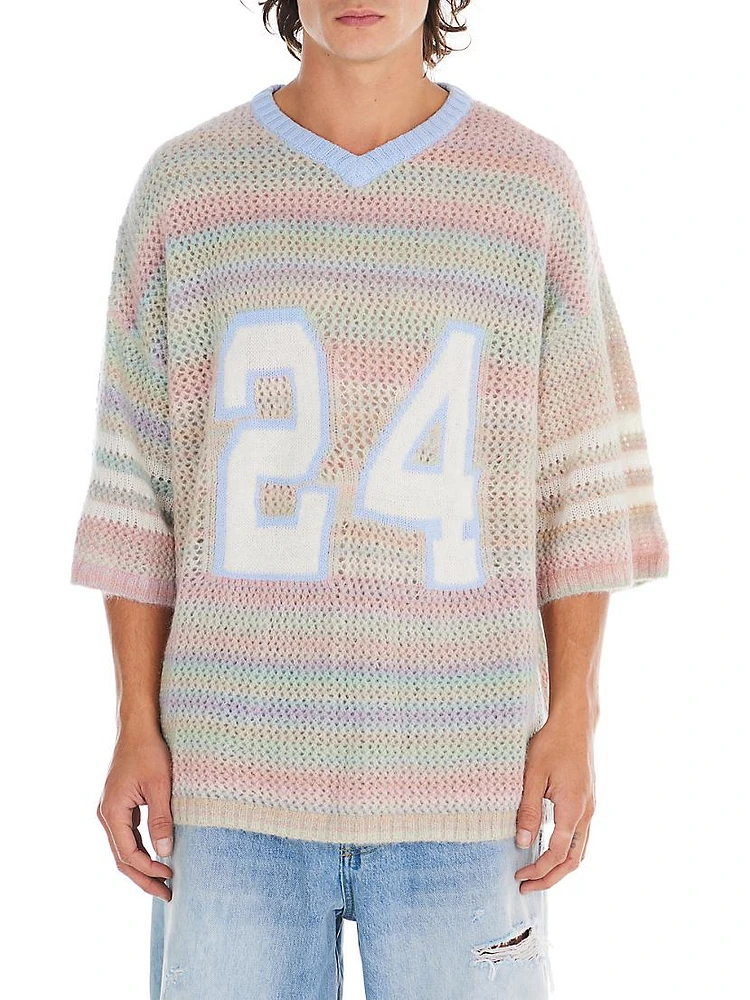 Sunset Knit Football Jersey Sweater