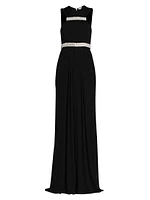 Jersey Crystal-Embellished Sleeveless Gown