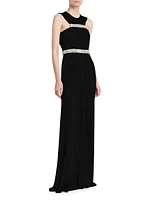 Jersey Crystal-Embellished Sleeveless Gown