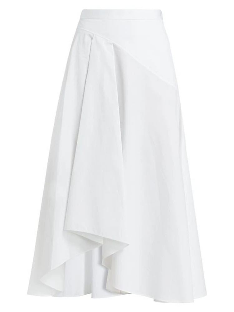 Asymmetric Cotton Midi-Skirt