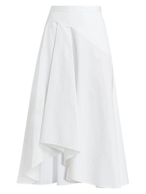 Asymmetric Cotton Midi-Skirt