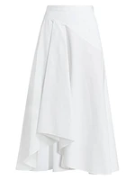 Asymmetric Cotton Midi-Skirt