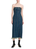 Denim Strapless Midi-Dress