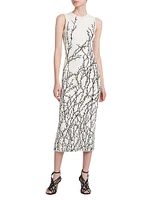 Sleeveless Thorn Jacquard Midi-Dress