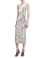 Sleeveless Thorn Jacquard Midi-Dress