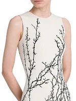 Sleeveless Thorn Jacquard Midi-Dress