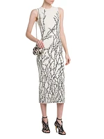 Sleeveless Thorn Jacquard Midi-Dress