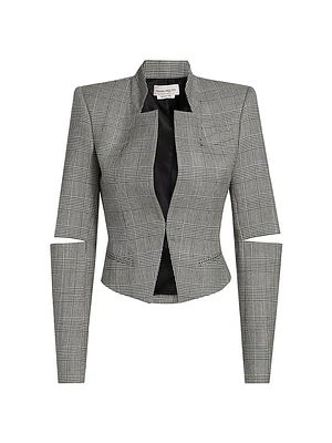 Slashed Prince Of Wales Wool Jacket