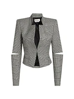 Slashed Prince Of Wales Wool Jacket