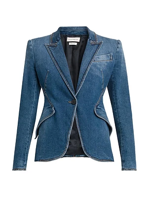 Single-Breasted Denim Blazer