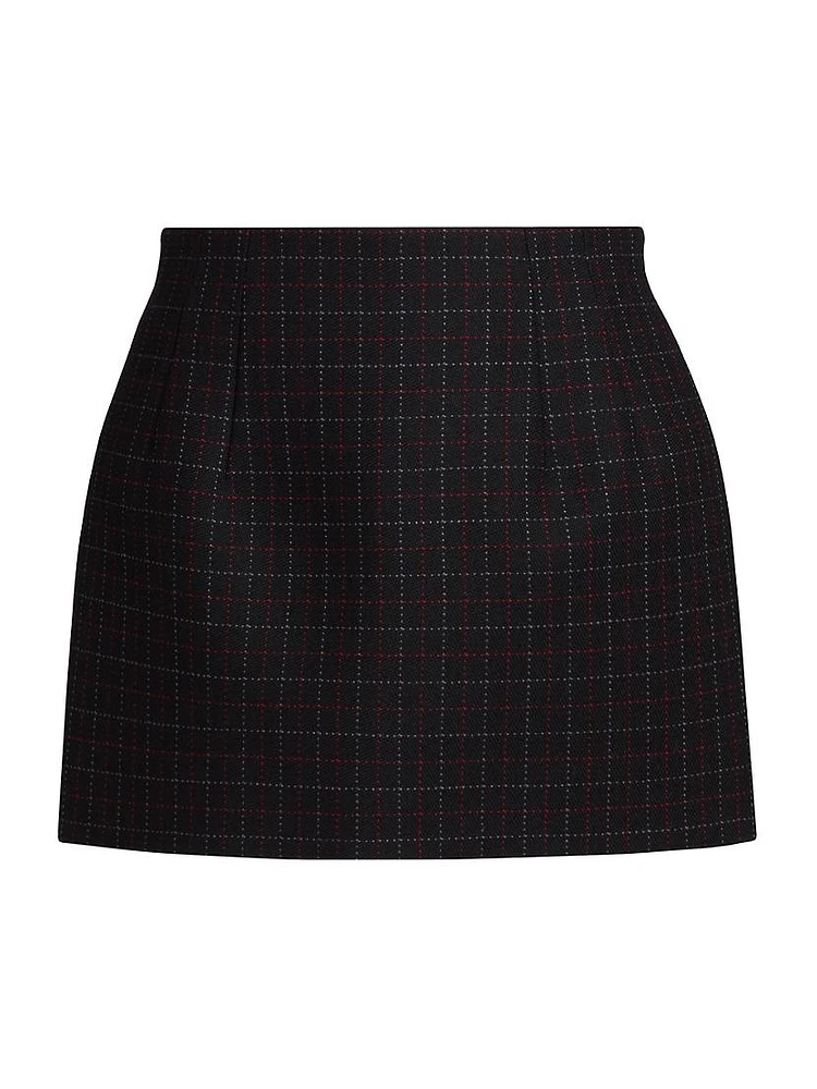 Contour Check Wool Miniskirt