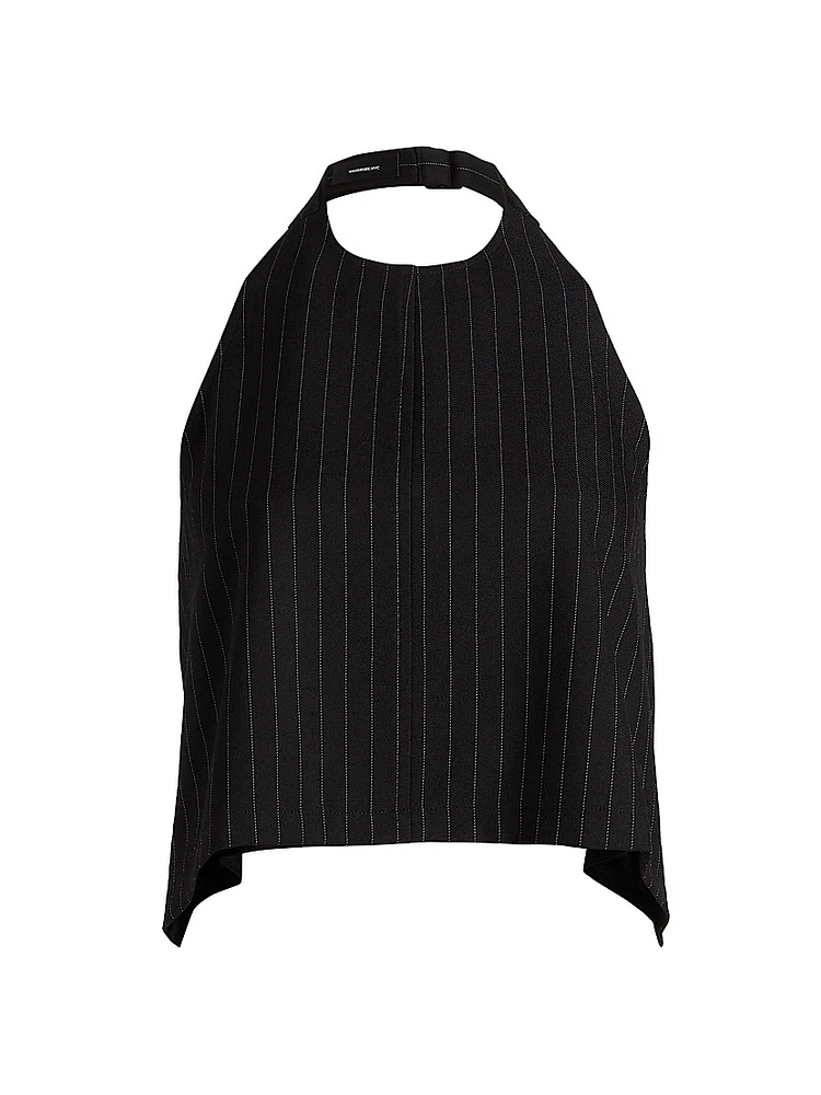 Pinstripe Backless Halter Top