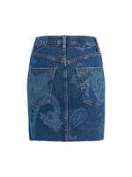 Viper Paisley Denim Miniskirt