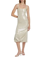 Sidd Gathered-Hem Sequined Midi-Dress