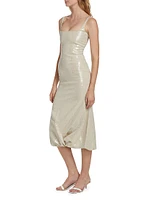 Sidd Gathered-Hem Sequined Midi-Dress