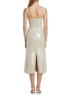 Sidd Gathered-Hem Sequined Midi-Dress